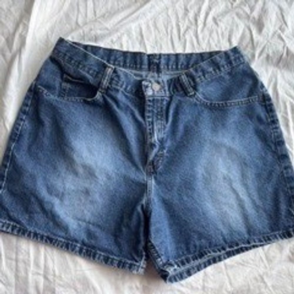 Vintage Classic Blue Denim Jean Shorts 90sWomen's Size M 14 Hem Casual Summer